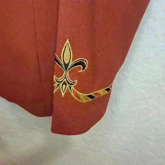 Bob Mackie Wearable Art Blazer Jacket Womens L Embroidered Damask Terricotta - Picture 5 of 16